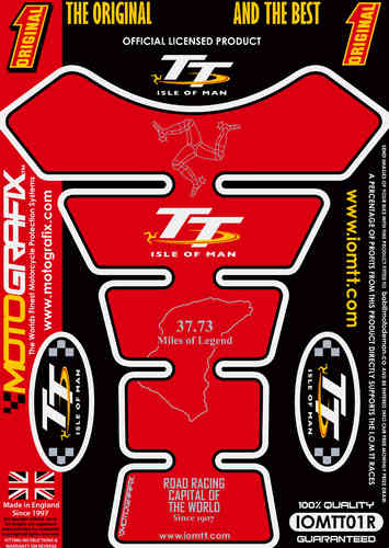 Isle Of Man TT Races Official Licensed Red Motorcycle Tank Pad Protector Motografix 3D Gel IOMTT0R