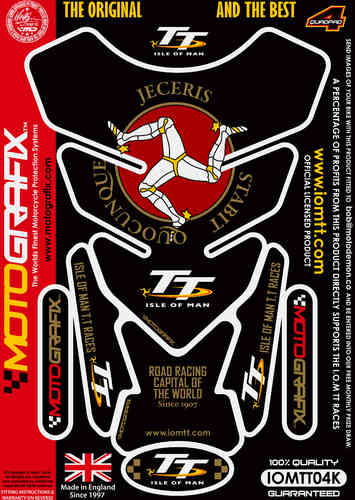 Isle Of Man TT Races Official Licensed Black Motorcycle Tank Protector Motografix 3D Gel IOMTT04K