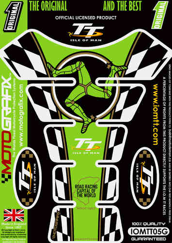 Isle Of Man TT Races Official Licensed Green Motorcycle Tank Protector Motografix 3D Gel IOMTT05G