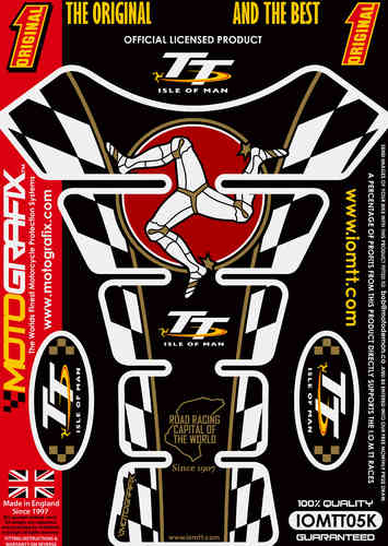 Isle Of Man TT Races Official Licensed Black Motorcycle Tank Protector Motografix 3D Gel IOMTT05K