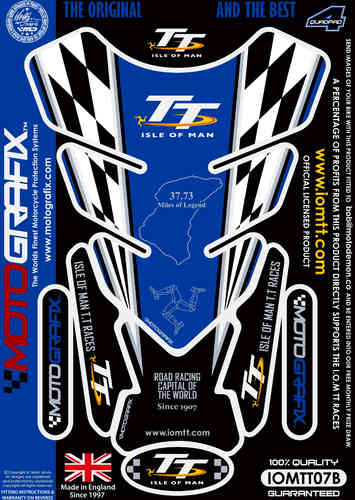 Isle Of Man TT Races Official Licensed Blue Motorcycle Tank Pad Protector Motografix 3D Gel IOMTT07B