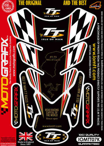 Isle Of Man TT Races Official Licensed Black Motorcycle Tank Protector Motografix 3D Gel IOMTT07K