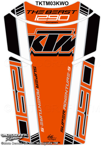 KTM 1290 Super Adventure S 2017 - 2020 Motorcycle Tank Pad Protector Motografix 3D Gel TKTM03KWO