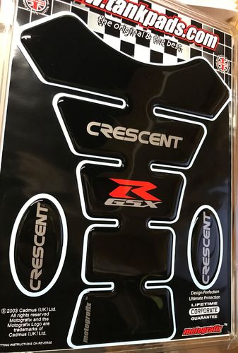 Suzuki Crescent Black Universal Motorcycle Tank Pad Protector Paint Protection Decal CRESCORP S1