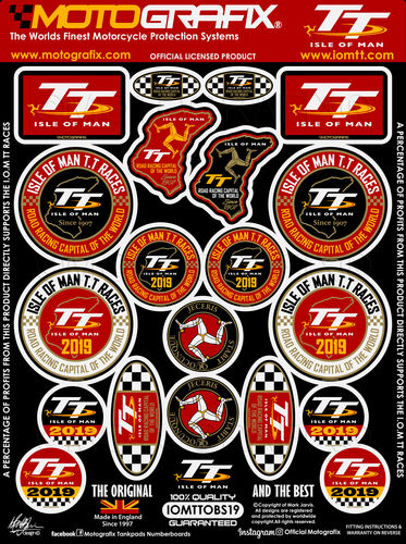 Isle Of Man TT Races IOM TT 2019 Official Licensed 3D Gel Badge Decal Sticker Kit IOMTTOBS19