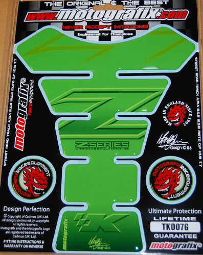 Kawasaki Z Series Z750 / Z1000 Green Motorcycle Tank Pad Protector Motografix 3D Gel TK007G S1