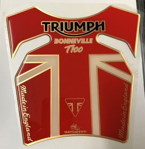 Triumph Bonneville T100 Style Red 3D Gel Tank Pad Protector