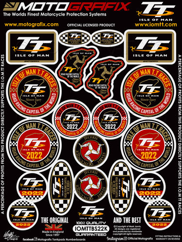 Isle Of Man TT Races IOM TT 2022 Official Licensed 3D Gel Badge Decal Sticker Kit IOMTTBS22K