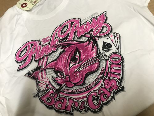 Pink Pussies Pink Club 69 Design Womens T-shirt Tee White